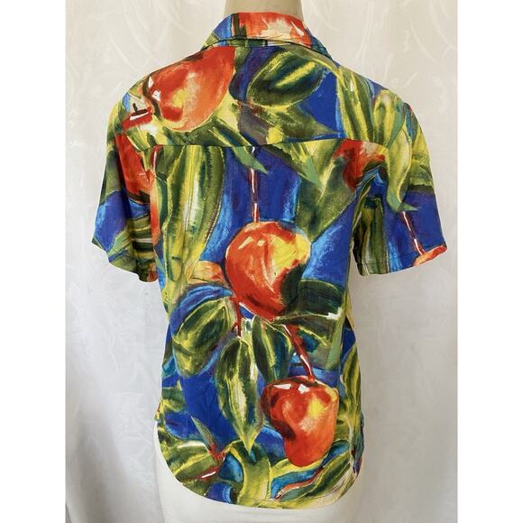 Jams World Button Down Shirt Top Blouse Short Sleeve W624 Mango Floral M… - Picture 3 of 5